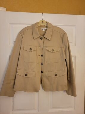 Chico's Beige Button-Front Utility Jacket